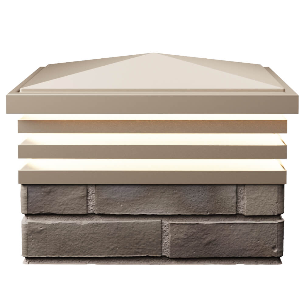 Колпак Zking Бона ХайТек Бежевый на столб 1.5х1.5 кирпича (385х385мм) с подсветкой в Саяногорске фото