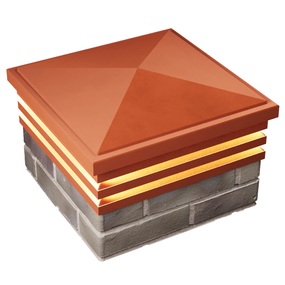 Колпак Zking Бона ХайТек Красный на столб 1.5х1.5 кирпича (385х385мм) с подсветкой в Саяногорске фото