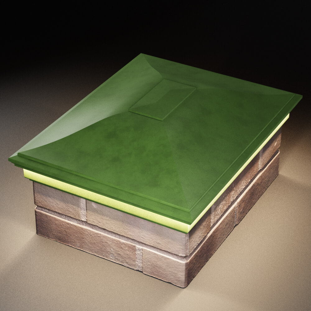 Колпак Zking Монблан Зеленый на столб 2х1.5 кирпича (515х385мм) c подсветкой в Саяногорске фото