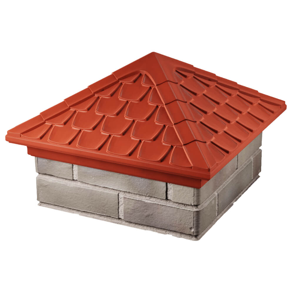 Колпак Zking Эльбрус Красный на столб 1.5х1.5 кирпича (385х385мм) в Саяногорске фото