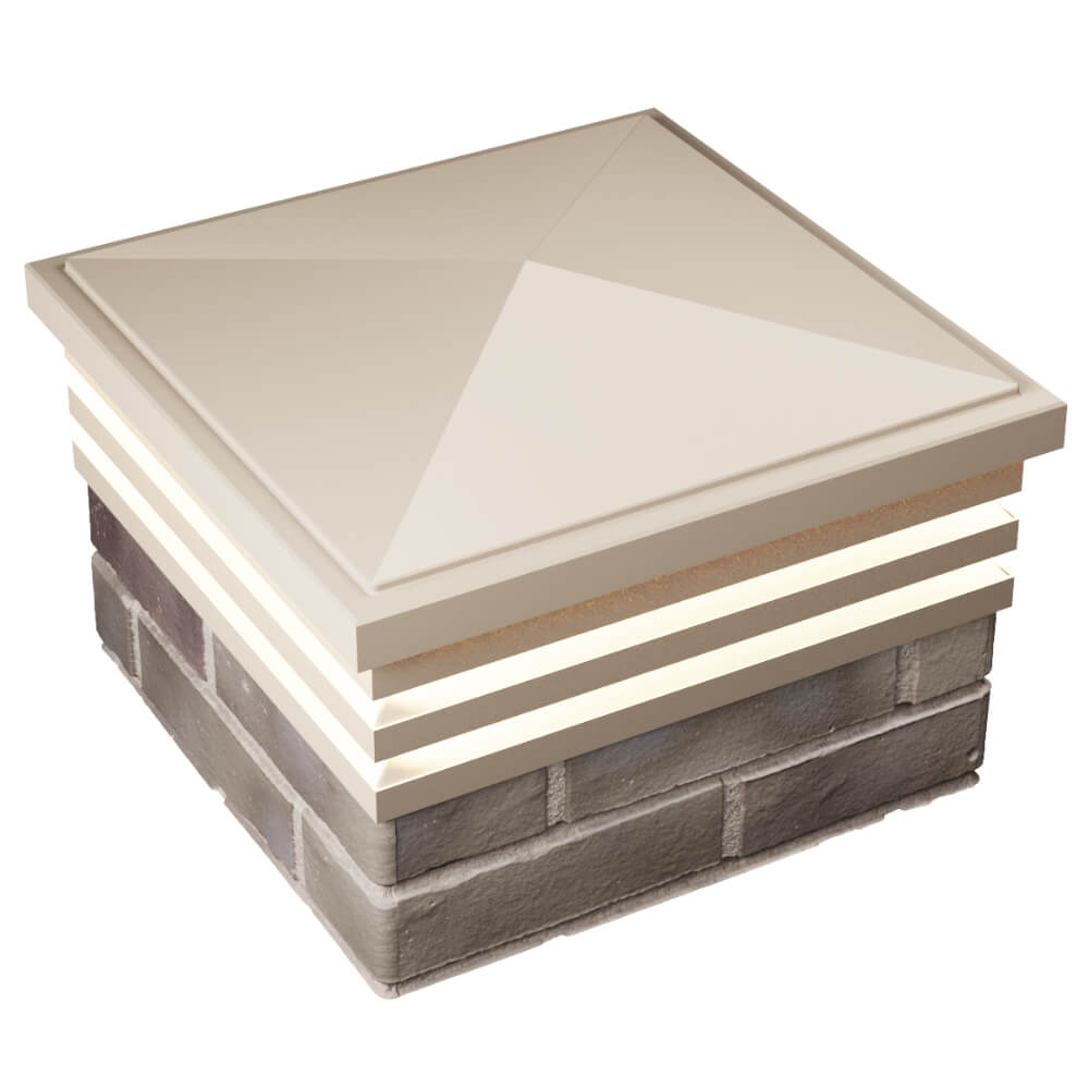 Колпак Zking Бона ХайТек Бежевый на столб 1.5х1.5 кирпича (385х385мм) с подсветкой в Саяногорске фото