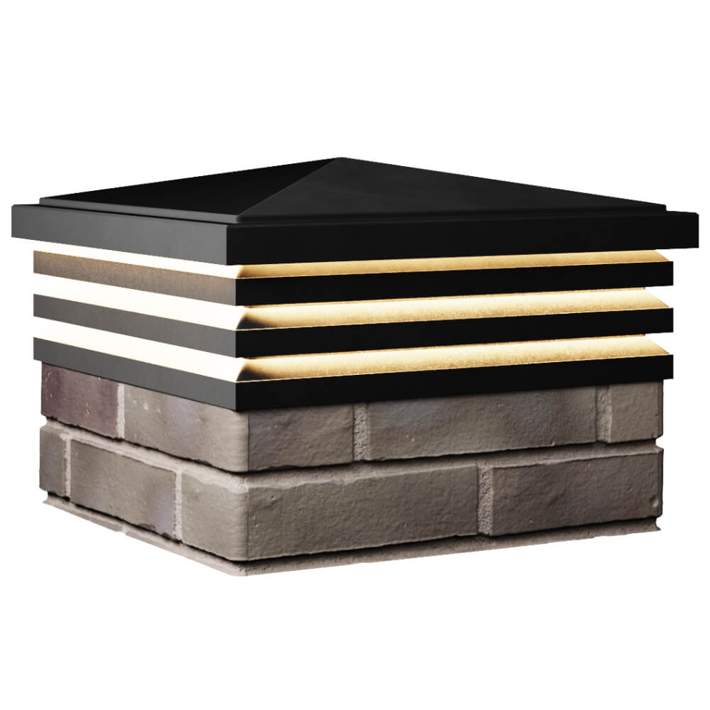 Колпак Zking Бона ХайТек Черный на столб 1.5х1.5 кирпича (385х385мм) с подсветкой в Саяногорске фото