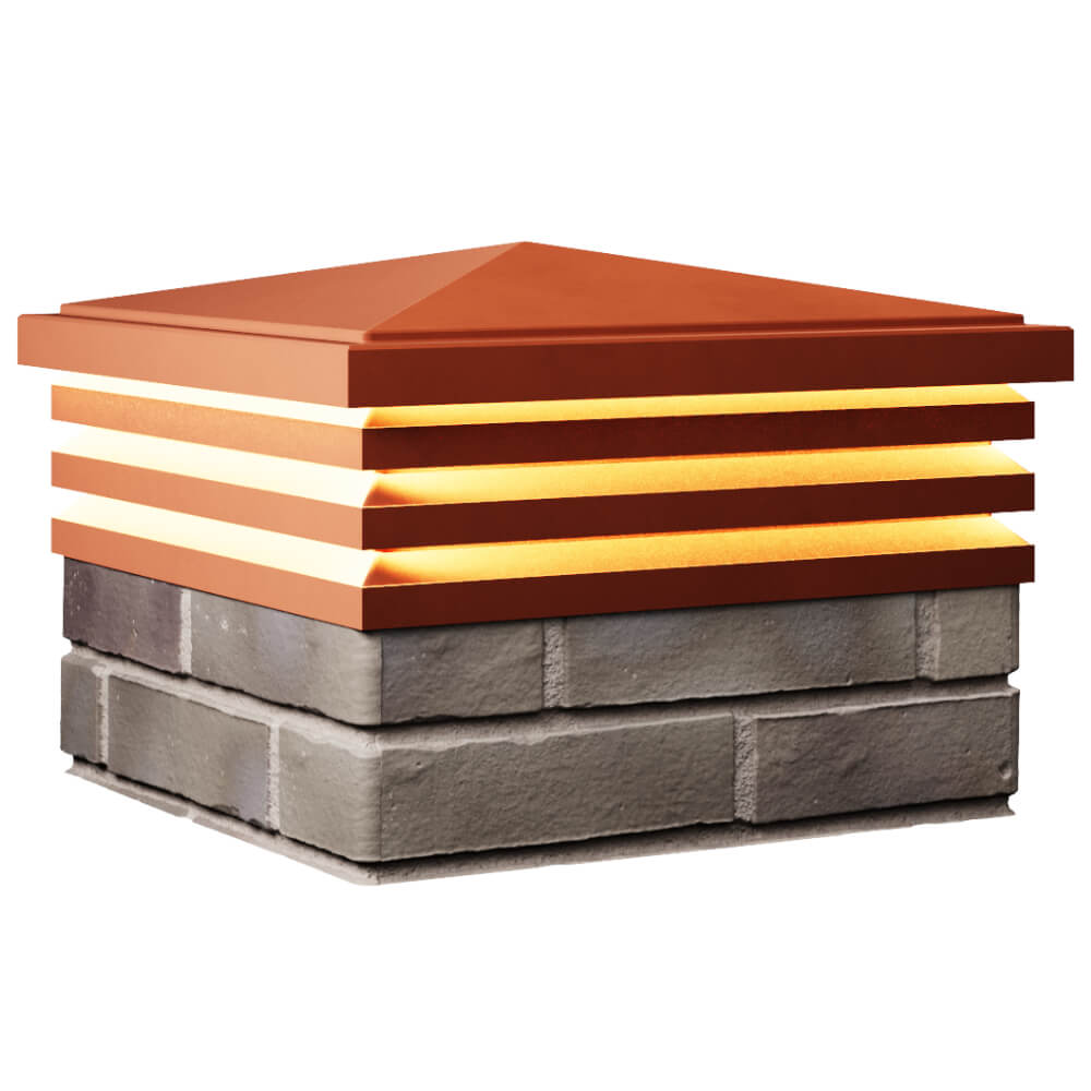 Колпак Zking Бона ХайТек Красный на столб 1.5х1.5 кирпича (385х385мм) с подсветкой в Саяногорске фото