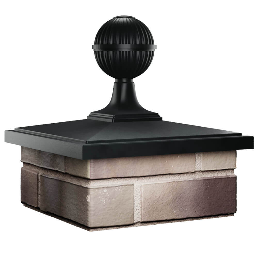 Колпак Zking БонаМоно Черный с шаром на столб 1.5х1.5 кирпича (385х385, 400х400мм) в сборе в Саяногорске фото