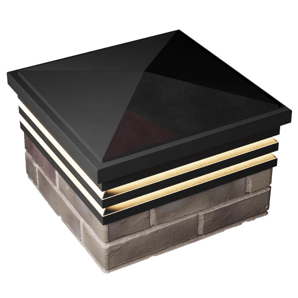 Колпак Zking Бона ХайТек Черный на столб 1.5х1.5 кирпича (385х385мм) с подсветкой в Саяногорске фото