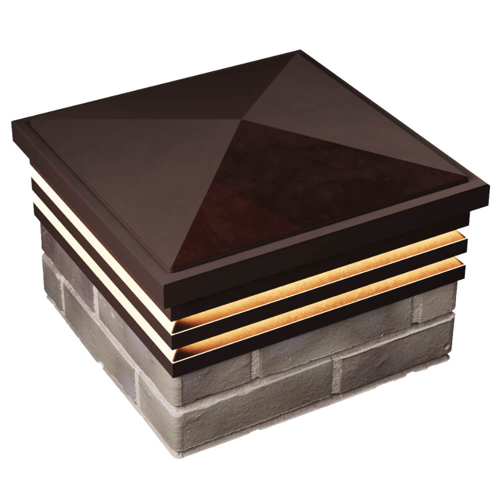 Колпак Zking Бона ХайТек Коричневый на столб 1.5х1.5 кирпича (385х385мм) с подсветкой в Саяногорске фото