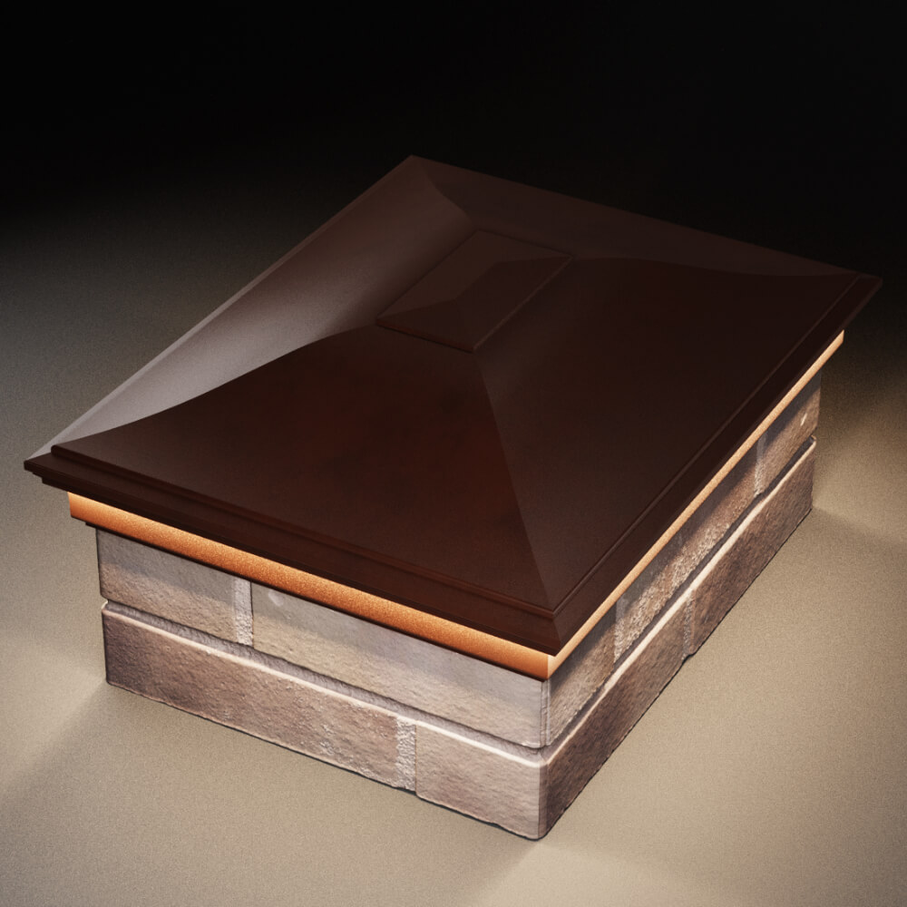 Колпак Zking Монблан Коричневый на столб 2х1.5 кирпича (515х385мм) c подсветкой в Саяногорске фото