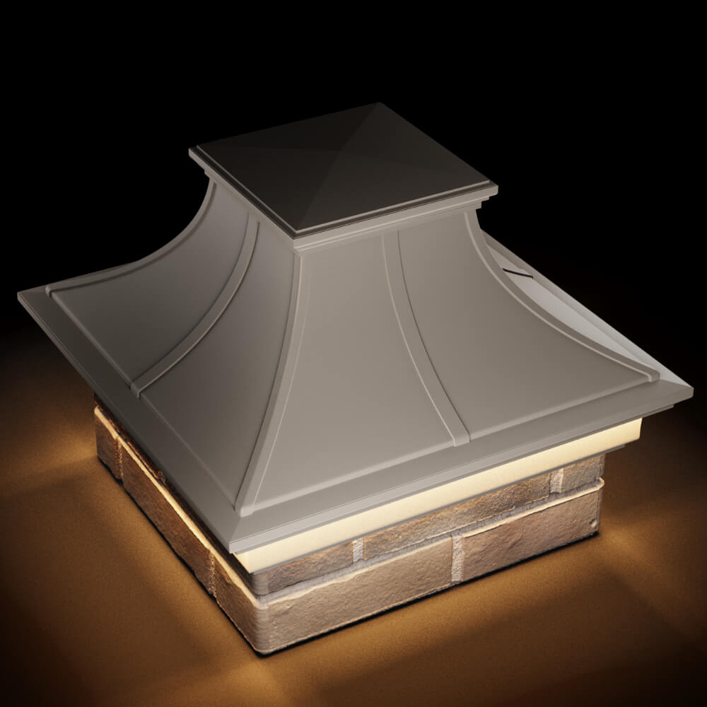 Колпак Zking Монблан Премиум Бежевый на столб 1.5х1.5 кирпича (385х385мм) с подсветкой в Саяногорске фото