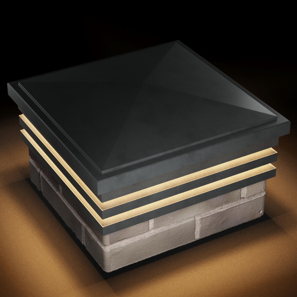 Колпак Zking Бона ХайТек Серый на столб 1.5х1.5 кирпича (385х385мм) с подсветкой в Саяногорске фото