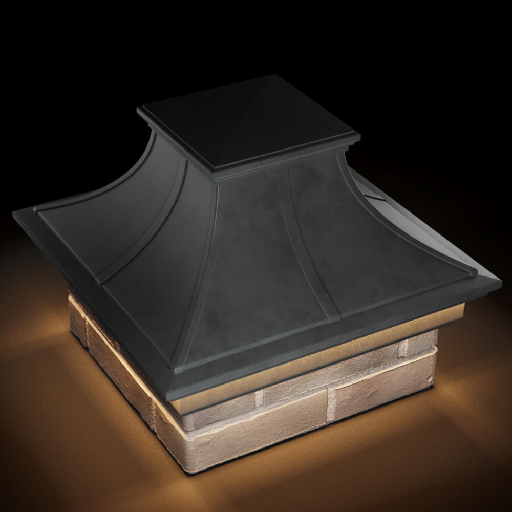 Колпак Zking Монблан Премиум Серый на столб 1.5х1.5 кирпича (385х385мм) с подсветкой в Саяногорске фото