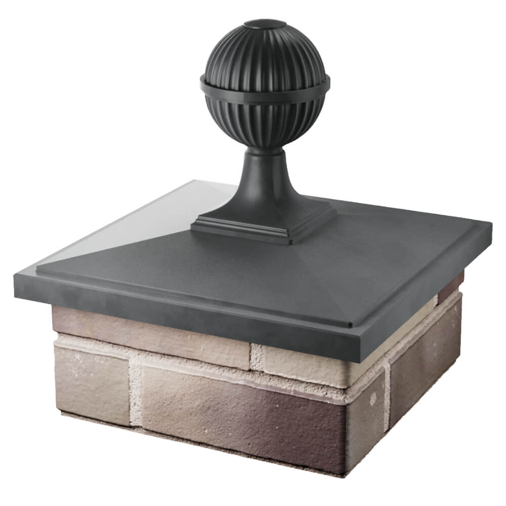 Колпак Zking БонаМоно Серый с шаром на столб 1.5х1.5 кирпича (385х385, 400х400мм) в сборе в Саяногорске фото