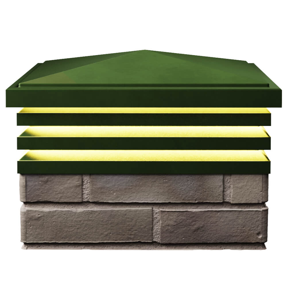 Колпак Zking Бона ХайТек Зеленый на столб 1.5х1.5 кирпича (385х385мм) с подсветкой в Саяногорске фото