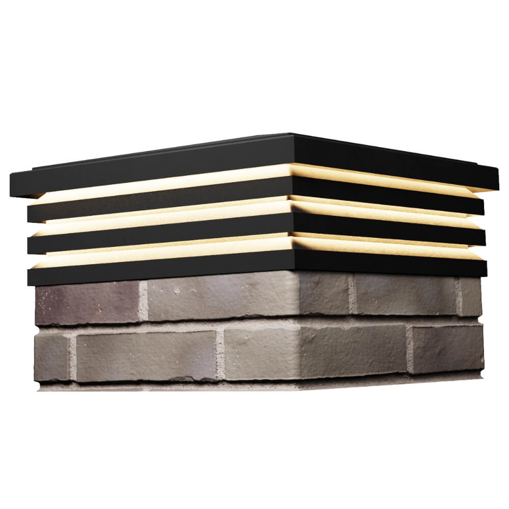 Колпак Zking Бона ХайТек Черный на столб 1.5х1.5 кирпича (385х385мм) с подсветкой в Саяногорске фото