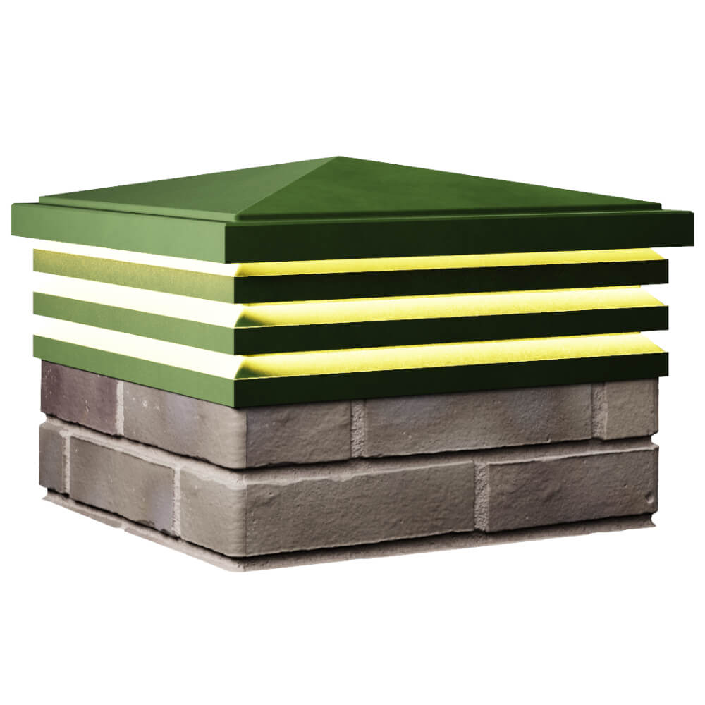 Колпак Zking Бона ХайТек Зеленый на столб 1.5х1.5 кирпича (385х385мм) с подсветкой в Саяногорске фото