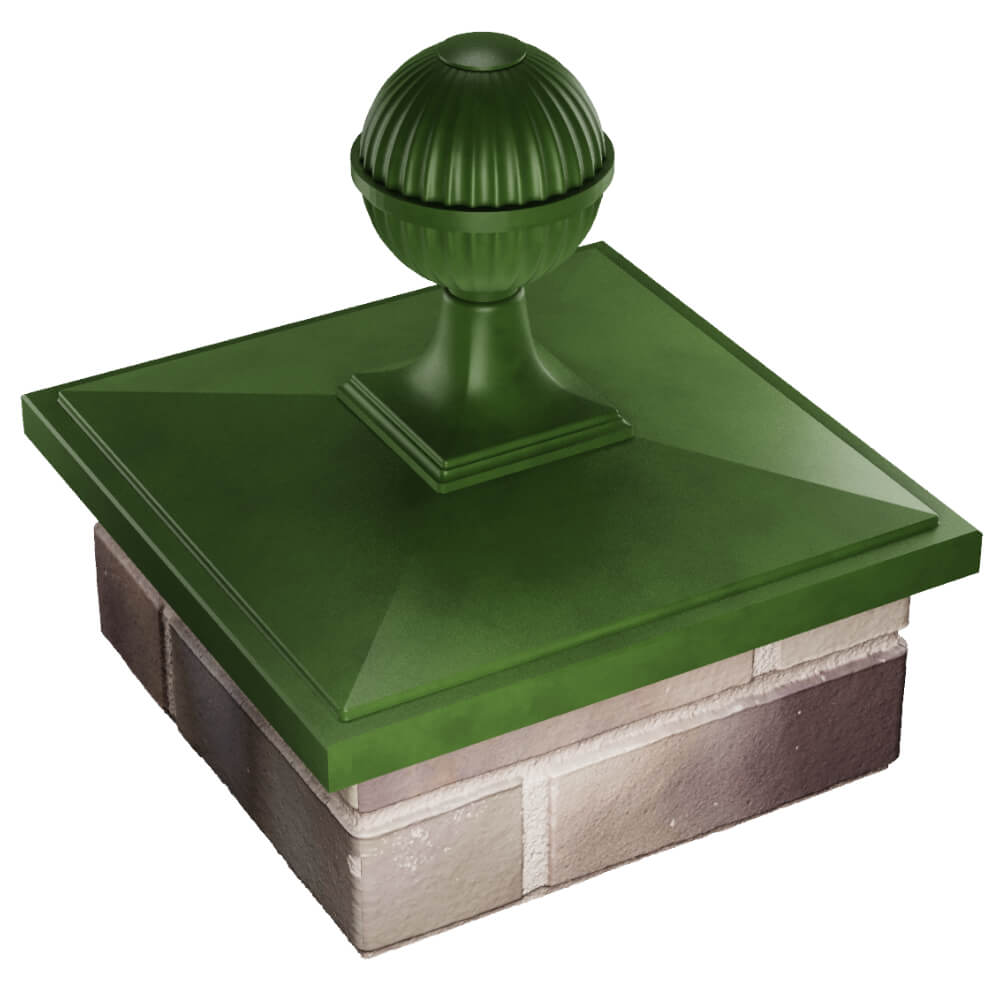 Колпак Zking БонаМоно Зеленый с шаром на столб 1.5х1.5 кирпича (385х385, 400х400мм) в сборе в Саяногорске фото