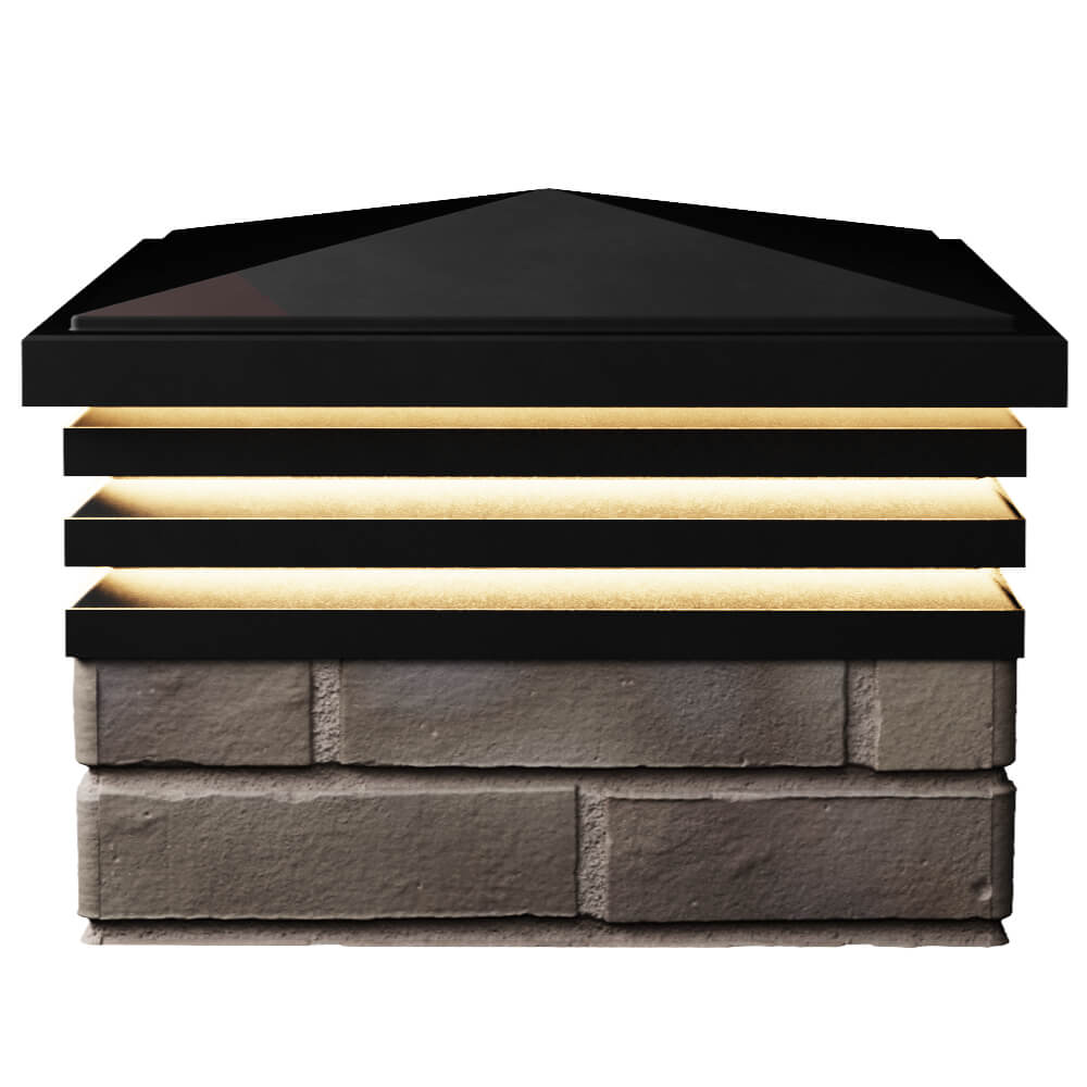 Колпак Zking Бона ХайТек Черный на столб 1.5х1.5 кирпича (385х385мм) с подсветкой в Саяногорске фото