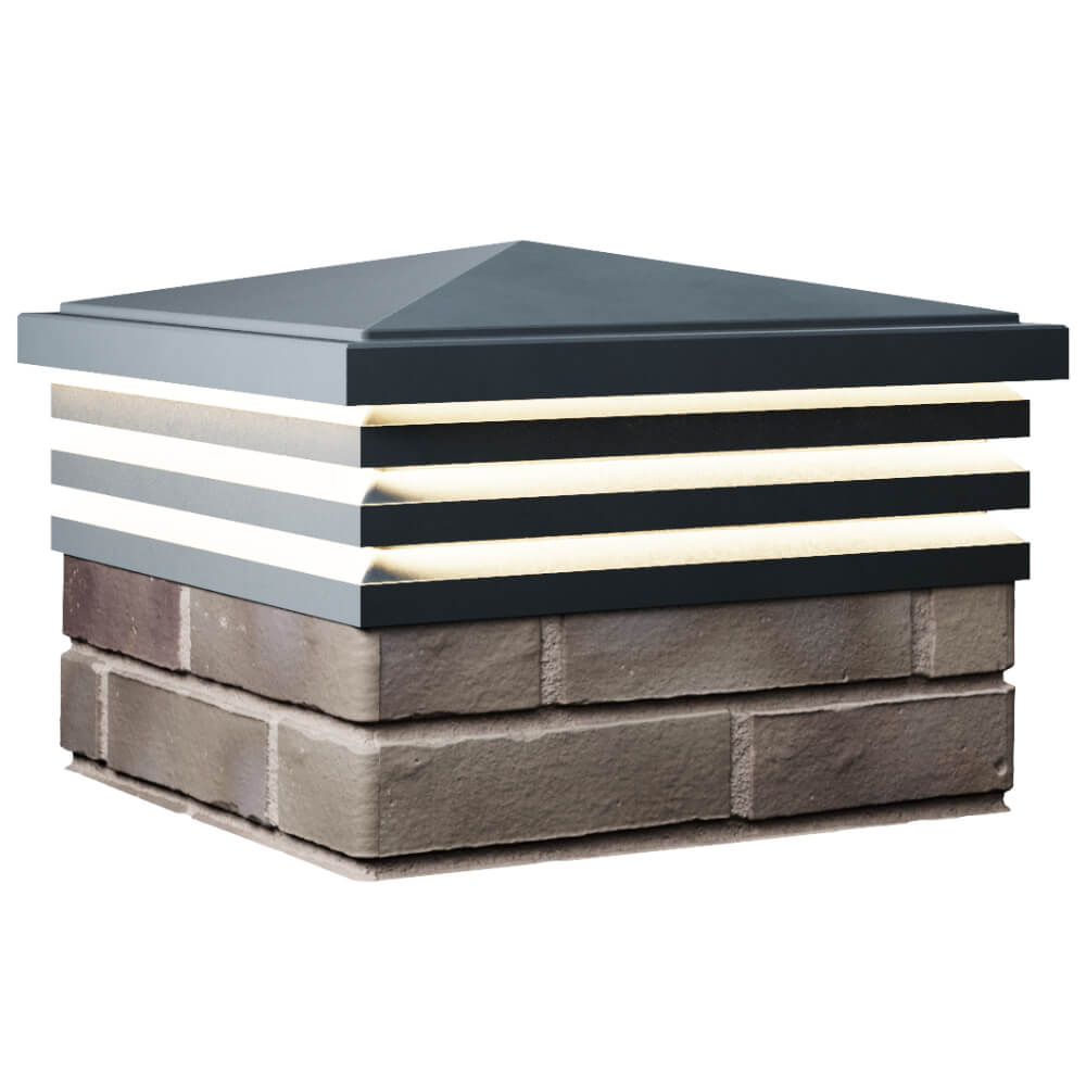 Колпак Zking Бона ХайТек Серый на столб 1.5х1.5 кирпича (385х385мм) с подсветкой в Саяногорске фото