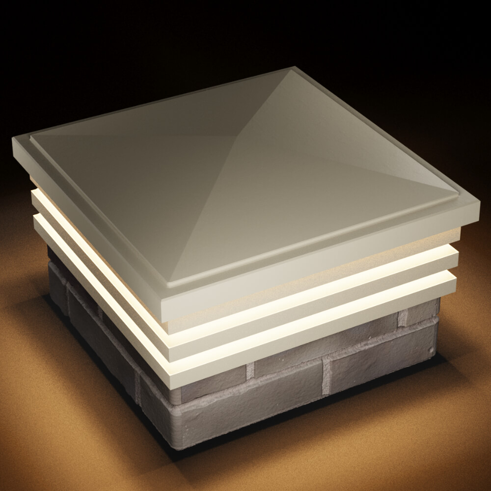 Колпак Zking Бона ХайТек Бежевый на столб 1.5х1.5 кирпича (385х385мм) с подсветкой в Саяногорске фото