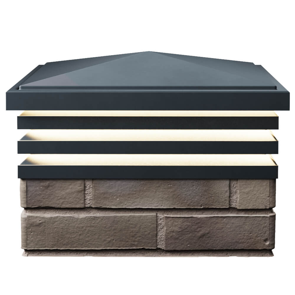 Колпак Zking Бона ХайТек Серый на столб 1.5х1.5 кирпича (385х385мм) с подсветкой в Саяногорске фото