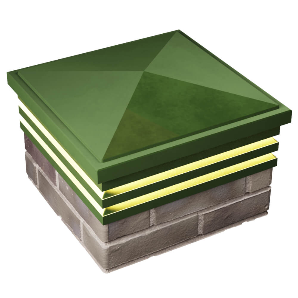 Колпак Zking Бона ХайТек Зеленый на столб 1.5х1.5 кирпича (385х385мм) с подсветкой в Саяногорске фото