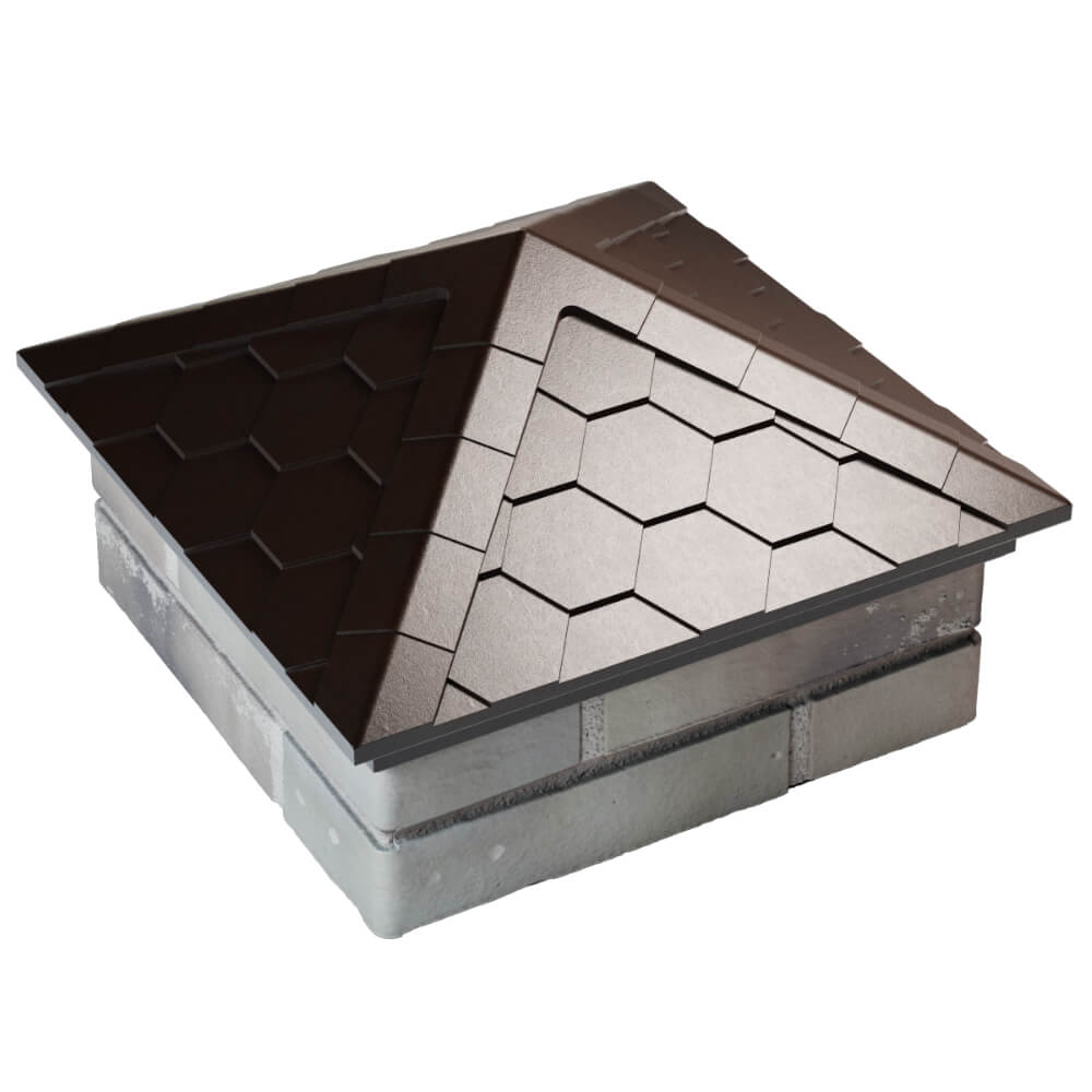 Колпак Zking Эверест Коричневый на столб 1.5х1.5 кирпича (390х390мм) в Саяногорске фото