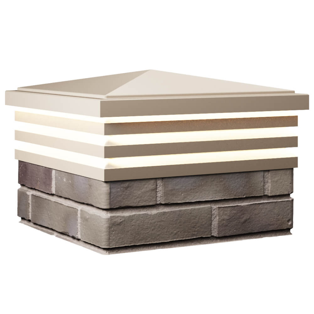 Колпак Zking Бона ХайТек Бежевый на столб 1.5х1.5 кирпича (385х385мм) с подсветкой в Саяногорске фото