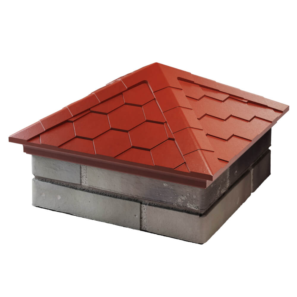 Колпак Zking Эверест Красный на столб 1.5х1.5 кирпича (390х390мм) в Саяногорске фото