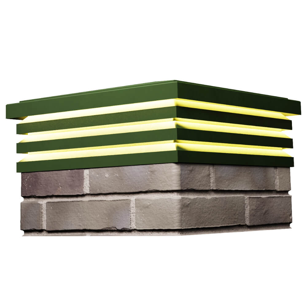 Колпак Zking Бона ХайТек Зеленый на столб 1.5х1.5 кирпича (385х385мм) с подсветкой в Саяногорске фото