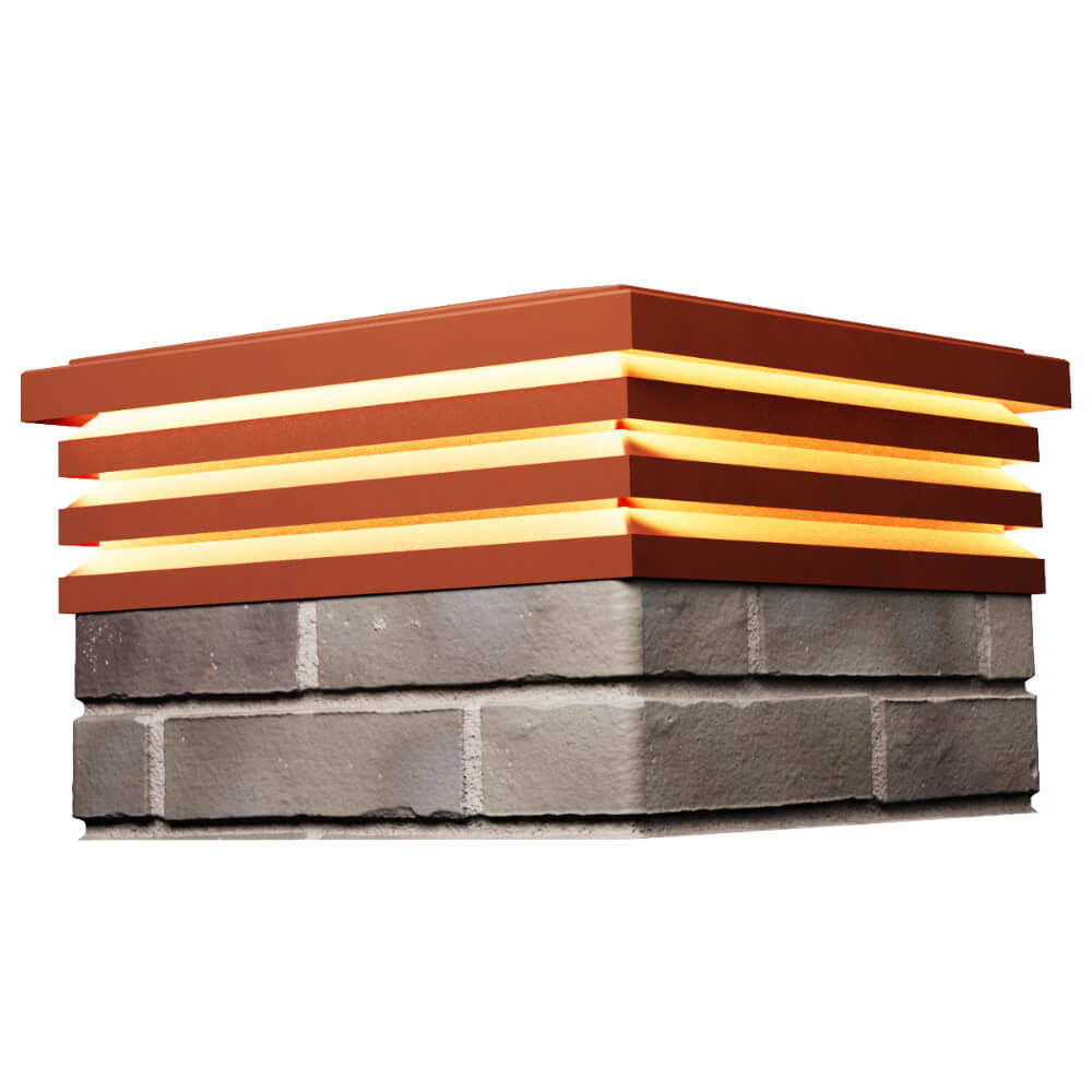 Колпак Zking Бона ХайТек Красный на столб 1.5х1.5 кирпича (385х385мм) с подсветкой в Саяногорске фото