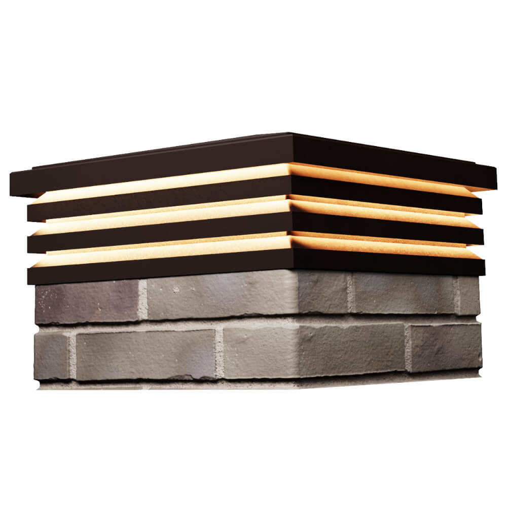 Колпак Zking Бона ХайТек Коричневый на столб 1.5х1.5 кирпича (385х385мм) с подсветкой в Саяногорске фото