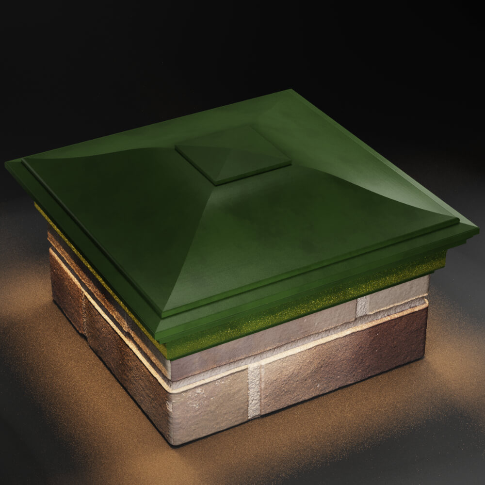 Колпак Zking Монблан Зеленый на столб 1.5х1.5 кирпича (385х385мм) с подсветкой в Саяногорске фото