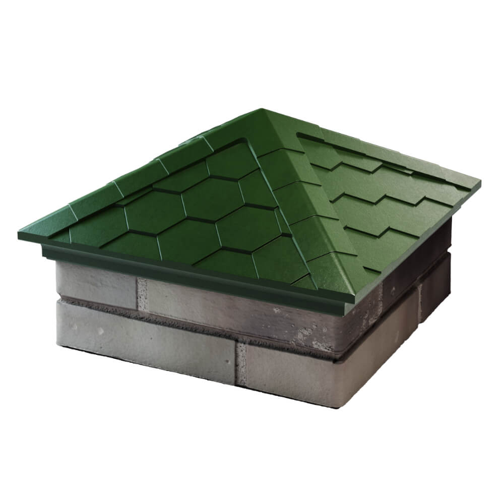 Колпак Zking Эверест Зеленый на столб 1.5х1.5 кирпича (390х390мм) в Саяногорске фото