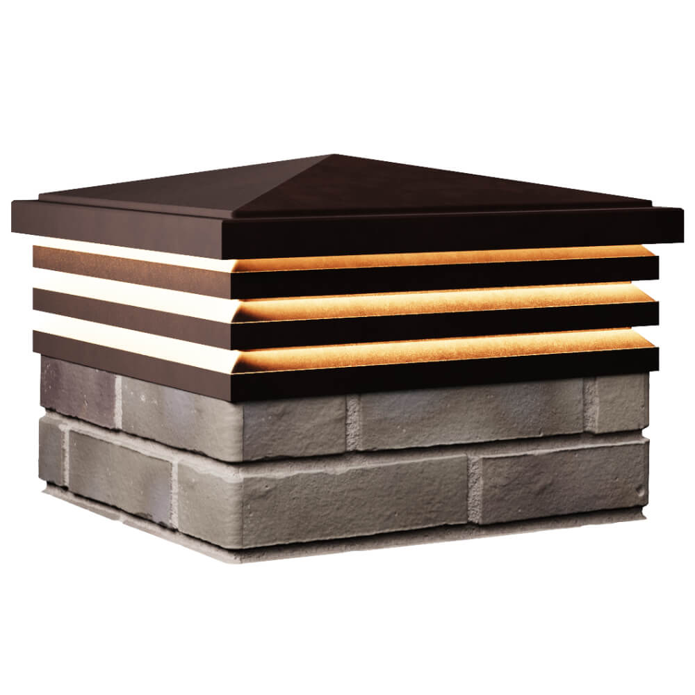 Колпак Zking Бона ХайТек Коричневый на столб 1.5х1.5 кирпича (385х385мм) с подсветкой в Саяногорске фото