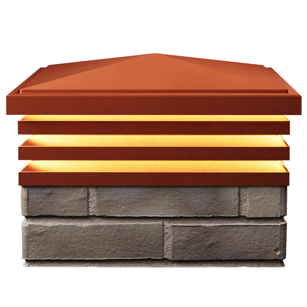 Колпак Zking Бона ХайТек Красный на столб 1.5х1.5 кирпича (385х385мм) с подсветкой в Саяногорске фото