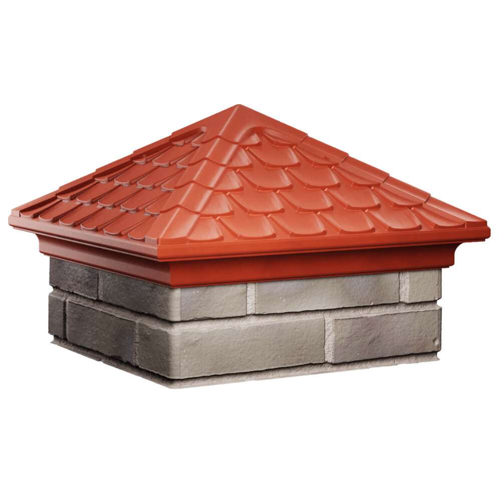 Колпак Zking Эльбрус Красный на столб 1.5х1.5 кирпича (385х385мм) в Саяногорске фото