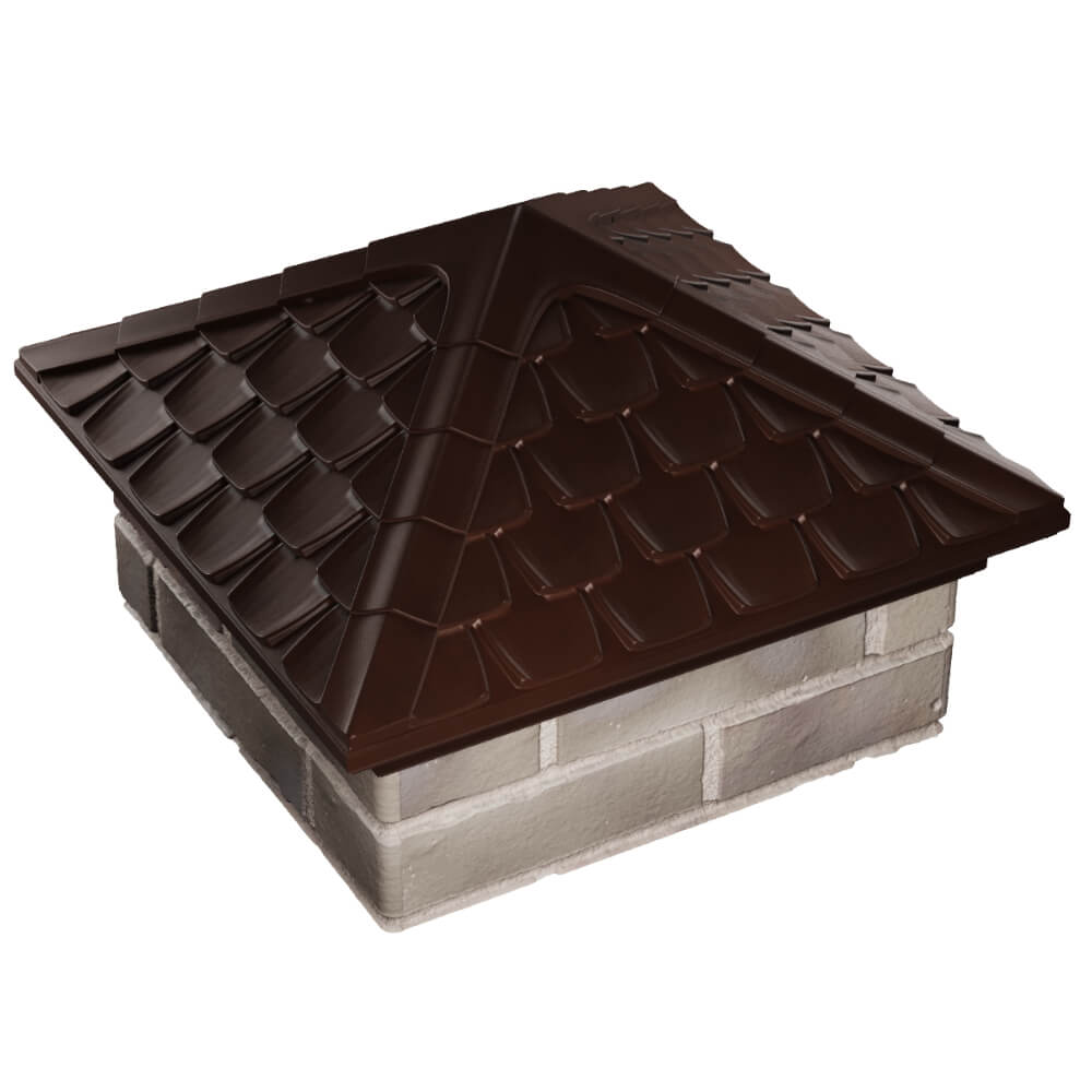 Колпак Zking Эльбрус Коричневый на столб 1.5х1.5 кирпича (385х385мм) в Саяногорске фото