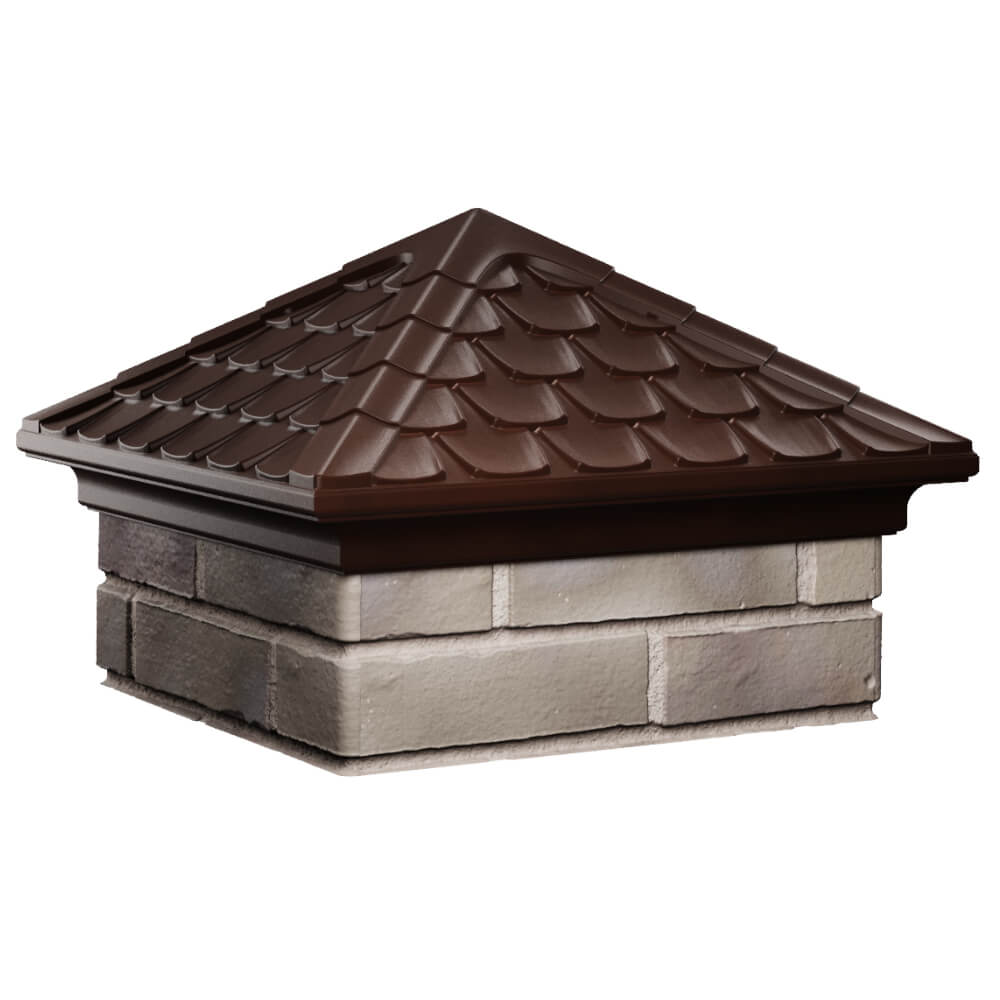 Колпак Zking Эльбрус Коричневый на столб 1.5х1.5 кирпича (385х385мм) в Саяногорске фото